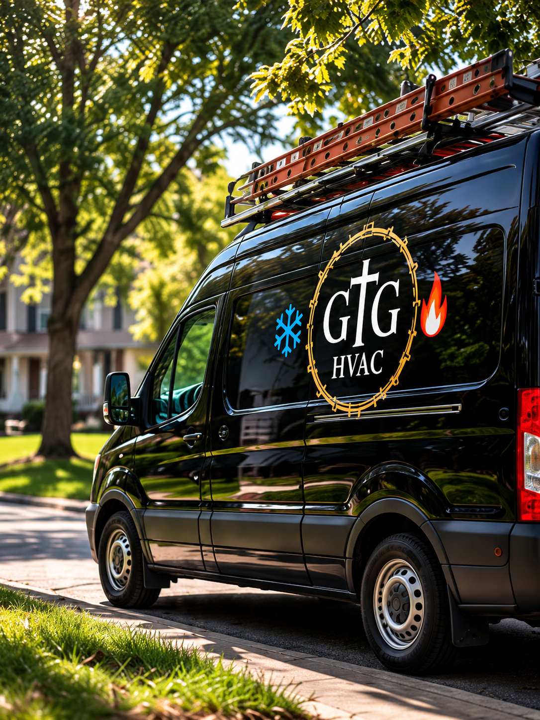 GTG HVAC Van on a Sunny Street